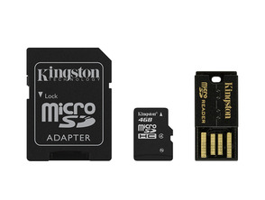 MICRO SD KINGSTON 4 Go MULTIKIT AVEC ADAPTADEUR SD + USB CLASSE 4 MB
