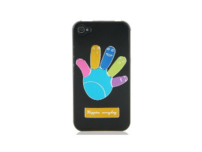 Metallic Palm Pattern Protective Case for iPhone 4/4S (Black)