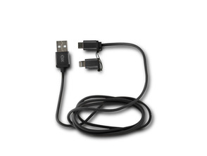 DONNEES CABLES ET CARGE 2 EN 1 MICRO USB AVEC ADAPTADEUR NÉGRO