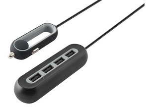 COCHE 4 USB KSIX 9,6A 1,5 METRO NEGRO