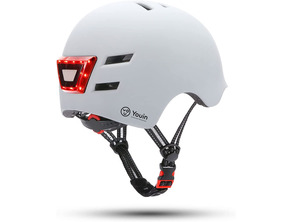 Casco Youin con LED Frontal y Trasero Blanco (M)