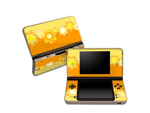 Skin Retro Orange Flowers Nintendo DSi XL