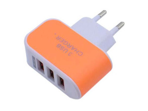Colorful Charger with 3 USB Ports LED Light - Orange