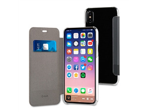 Boîtier noir Folio double PU transparent iPhone X Muvit