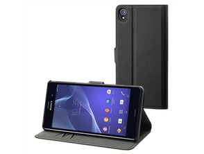 Wallet Case noir Folio Sony Xperia z3 fait pour Xperia
