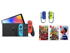 Nintendo Switch OLED (Neon Azul / Rojo) + 3 Juegos + Joy Con Set (Azul/Amarillo)