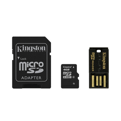 MICRO SD KINGSTON 4 Go MULTIKIT AVEC ADAPTADEUR SD + USB CLASSE 4 MB