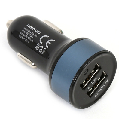 Chargeur de voiture Omega 2xUSB AZUL OCCURO