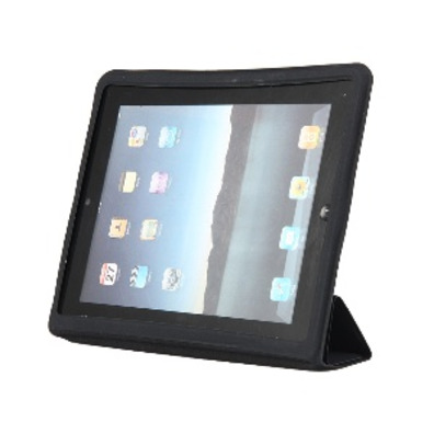 Quad-Fold Design PU Protective Case with Stand Function - iPad 4 (Black)