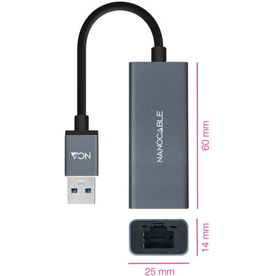 Adaptador USB 3.0 a RJ45 Nanocable 10.03.0405 1000 Mbit / s