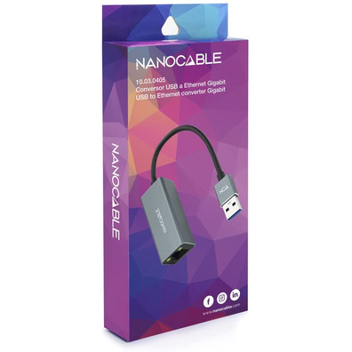 Adaptador USB 3.0 a RJ45 Nanocable 10.03.0405 1000 Mbit / s