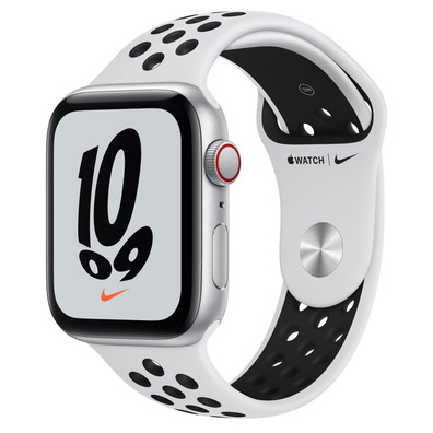 Apple Watch SE Nike GPS/Cellulaire 44mm Caja Aluminio Plata / Correa Deportiva Nike Platino Negro