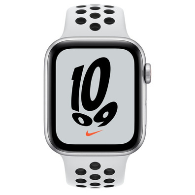 Apple Watch SE Nike GPS/Cellulaire 44mm Caja Aluminio Plata / Correa Deportiva Nike Platino Negro