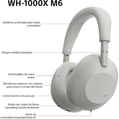 Sony WH-1000XM6 Casques sans fil - Bluetooth, ANC - Argent