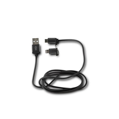 DONNEES CABLES ET CARGE 2 EN 1 MICRO USB AVEC ADAPTADEUR NÉGRO