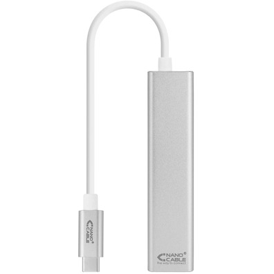 Câble USB C 3.0 a RJ45 + 3xUSB 3.0 Nanocable Plata