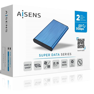 Caja Externa 2.5''USB 3.1 SATA Aisens Aluminio Azul ASE-2525BLU