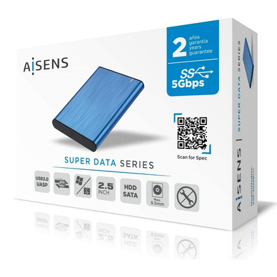 Caja Externa 2.5''USB 3.1 SATA Aisens Aluminio Azul ASE-2525BLU