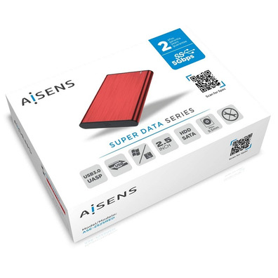 Caja Externa 2.5''USB 3.1 SATA Aisens Aluminio Negro ASE-2525RED