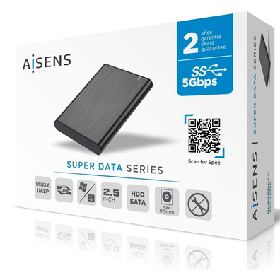 Caja Externa 2.5''USB 3.1 SATA Aisens Aluminio Negro