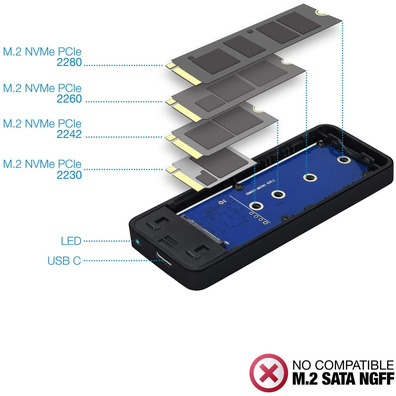Voyant Caja Externa SSD M. 2 NVMe PCIe TooQ USB-C
