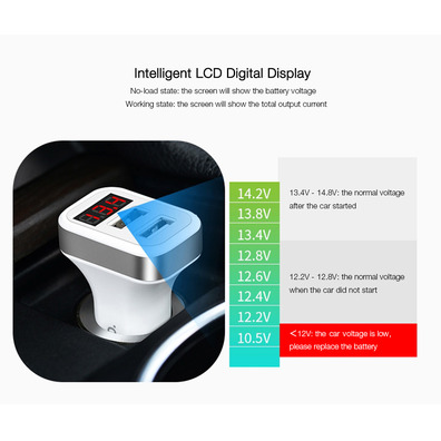 Chargeur voiture 2 USB Avec Affichage Led Hoco