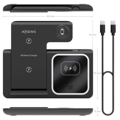Chargeur Inhalamber 3 en 1 (15W) Aisens ASCH-15W3WC043-BK
