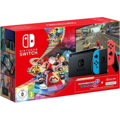 Consola Nintendo Switch Azul Neon / Rojo + Mario Kart 8 + 3 Meses Nintendo Online