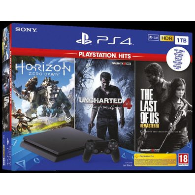 Console Playstation 4 1 TB   Uncharted 4   Horizon Zéro Aube   The Last of Us