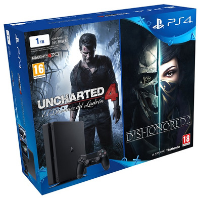 Playstation 4 Slim (1TB) + Uncharted 4 + déshonorés 2 consoles