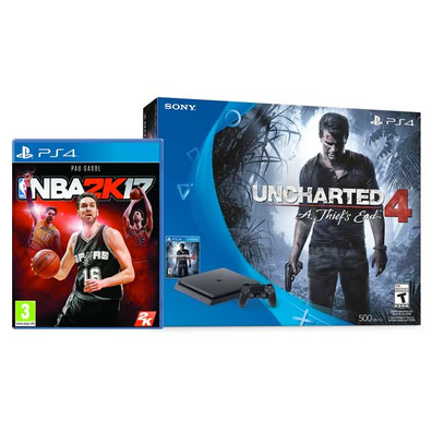 Playstation 4 Slim (1Tb) + Uncharted 4 + NBA 2K17