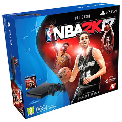 Playstation 4 Slim (500Gb) + NBA 2K17 + 2 poignées double choc V2