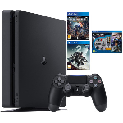 Consola Playstation 4 Slim (500 Go) Negro + Destiny 2 + Space Hulk + Starlink