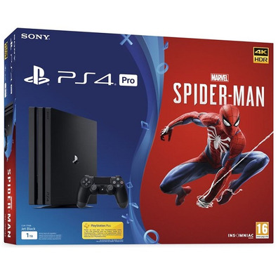 PS4 1 tb console pro Black + Marvel\'s Spider-Man