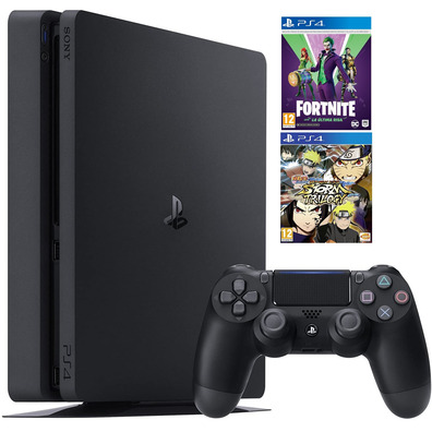 Consola PS4 Slim (500 Go) Black + Fornite Lote La Última Risa + Naruto SUNS Trilogy