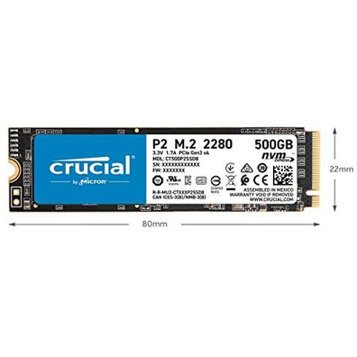 Disco Duro SSD Crucial 2TB P2 PCIE M. 2 2280SS