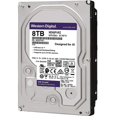 Disco Duro Western Digital WD Purple Surveillance 8To 3,5 " SATA III 256 Mo