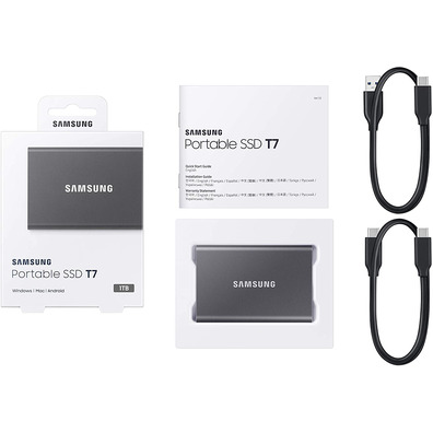 Disco Externo SSD Samsung Portable T7 1TB USB 3.2 Gris