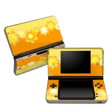 Skin Retro Orange Flowers Nintendo DSi XL
