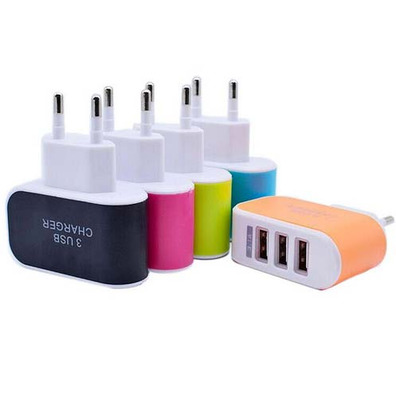 Colorful Charger with 3 USB Ports LED Light - Blue