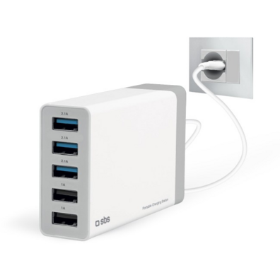 7000 mA Charging Station with 5 USB ports