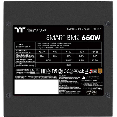 Fuente de Alimentación Thermaltake Smart BM2 ATX 650W