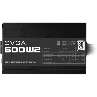 Fuente de Alimentación EVGA 100-W2-0600-K2 600W 80 Plus Argent