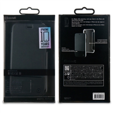 Boîtier noir Folio double PU transparent iPhone X Muvit