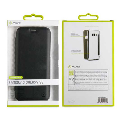 Folio Case Black with Transparent Back Cover Samsung Galaxy S8 Muvit