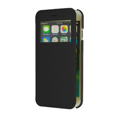Cover for iPhone 6 with lid and window 4.7 " Noire