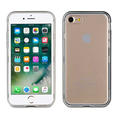 TPU Transparent Cover + 2 Bumpers (Black/Silver) iPhone 7 Muvit Life