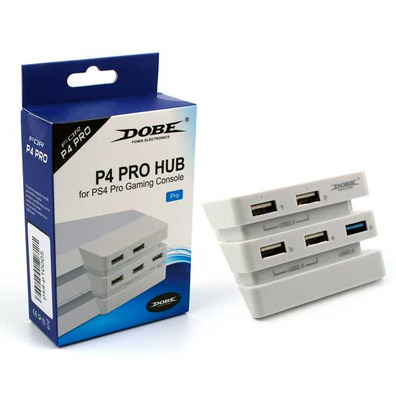 2 to 5 port (2.0 3.0) USB HUB Adapter PS4 Pro (Dobe) Blanc