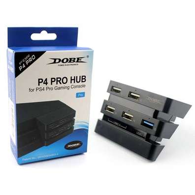 2 to 5 port (2.0 3.0) USB HUB Adapter PS4 Pro (Dobe) Noire