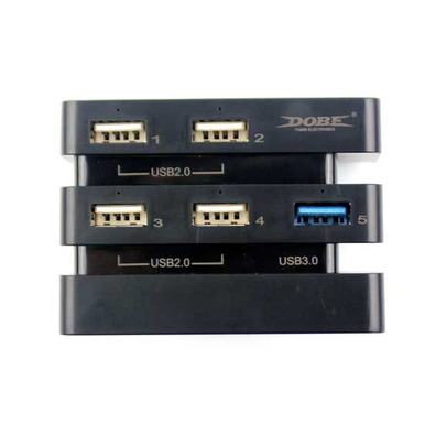 2 to 5 port (2.0 3.0) USB HUB Adapter PS4 Pro (Dobe) Noire